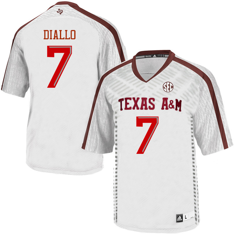 Men #7 Mohamed Diallo Texas A&M Aggies College Football Jerseys Sale-White